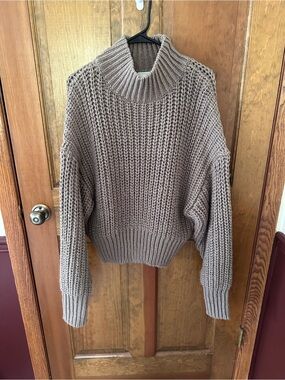 H&M Chunky Taupe Turtleneck Sweater